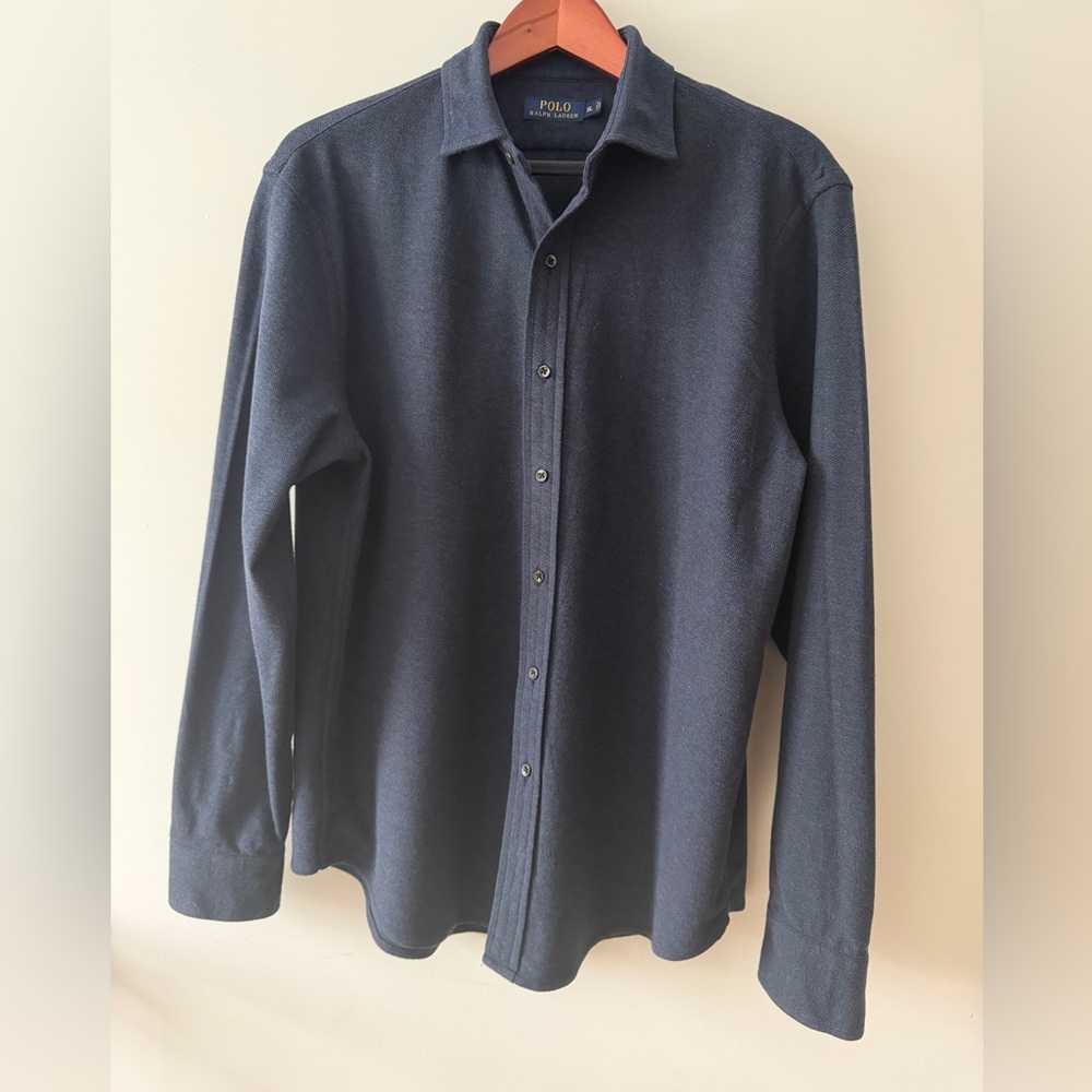 Polo Ralph Lauren EUC Navy Long Sleeve Button Front Shirt XL Classic Fit Cotton - Picture 5 of 14